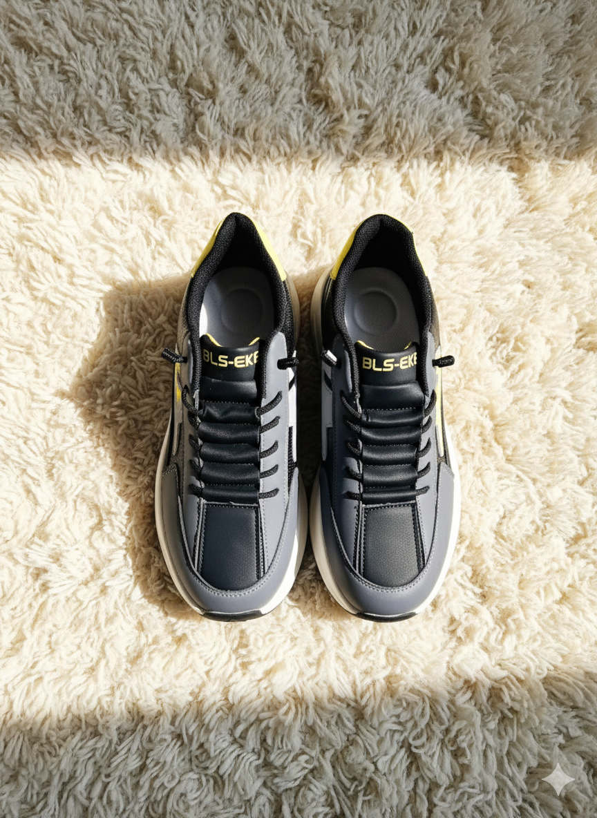Men's Monochrome Chunky Sneakers – Grey and White