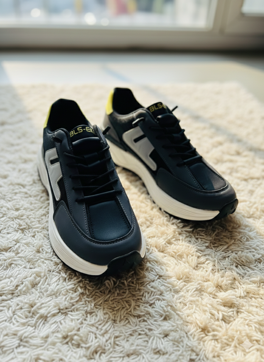 Men's Monochrome Chunky Sneakers – Grey and White