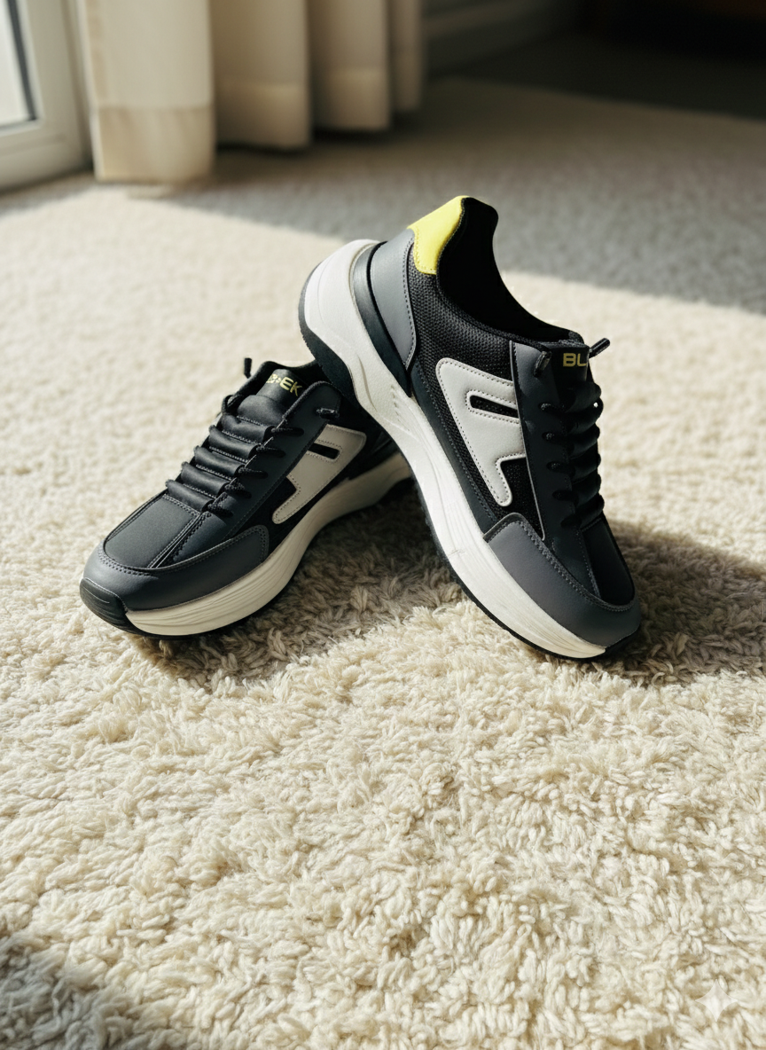 Men's Monochrome Chunky Sneakers – Grey and White