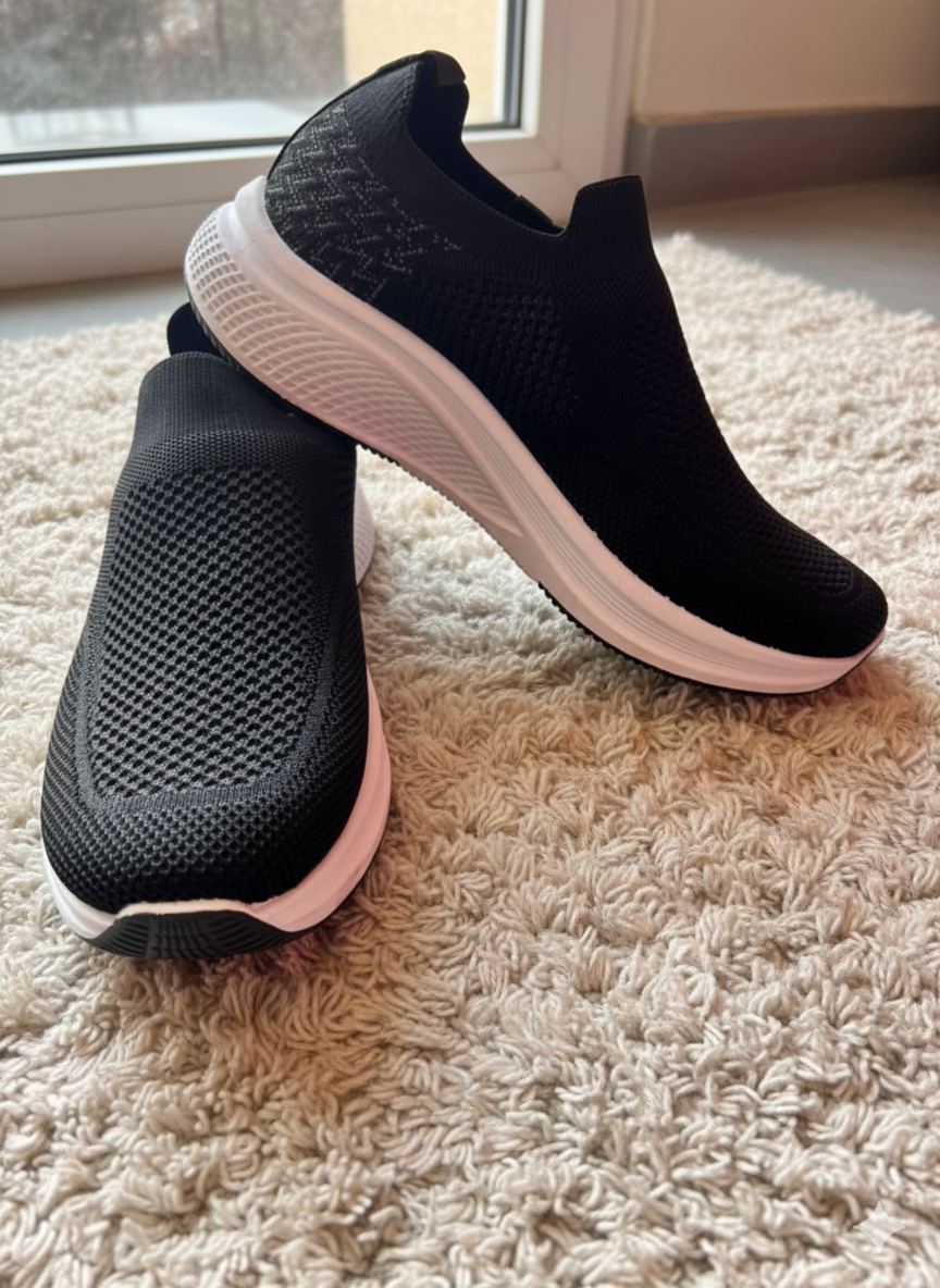 Women's Knit Slip-On Sneakers – Breathable Mesh Walking Shoes & Lightweight Comfort Sock Loafers