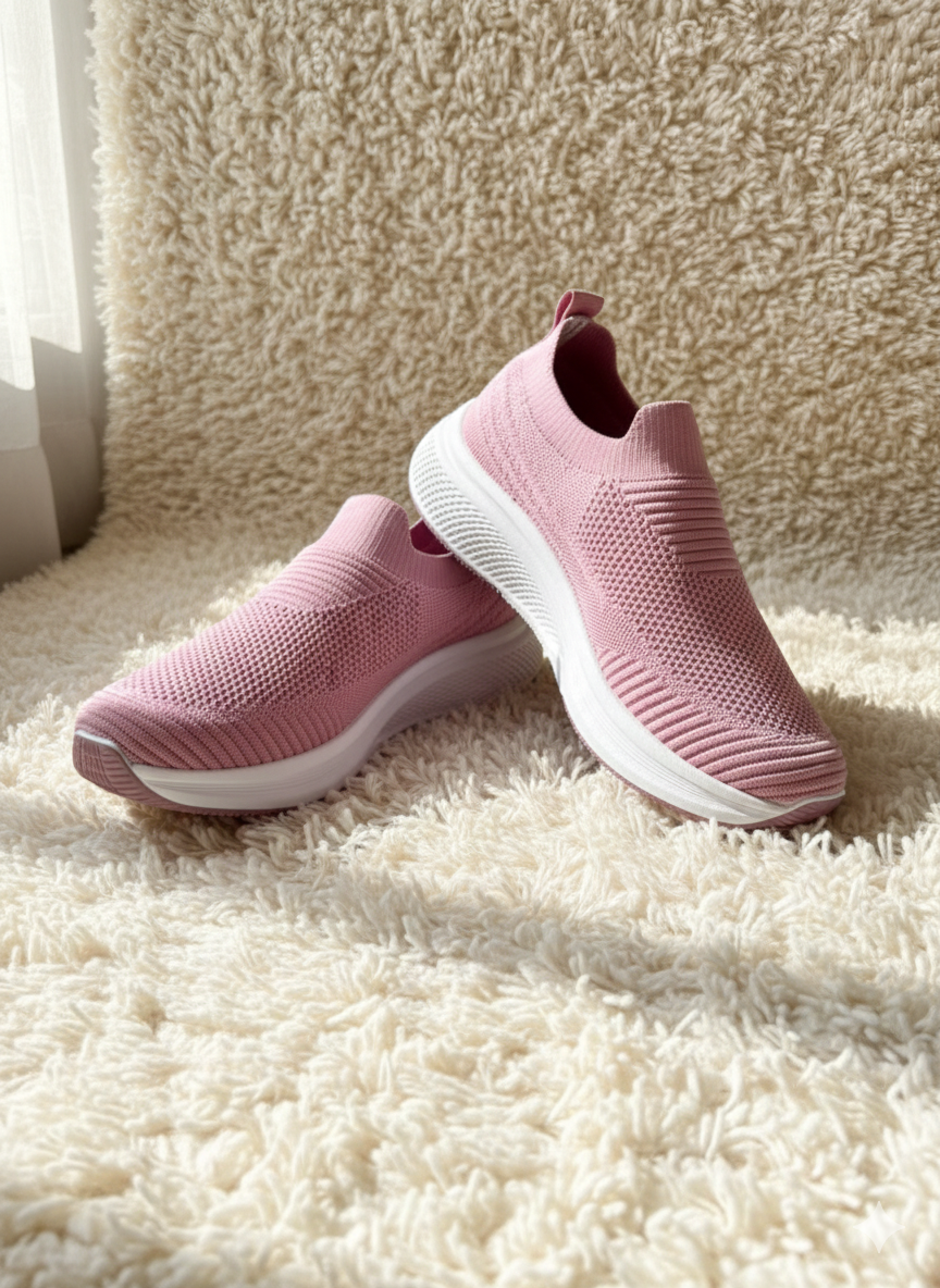 Women's Knit Slip-On Sneakers – Breathable Mesh Walking Shoes & Lightweight Comfort Sock Loafers