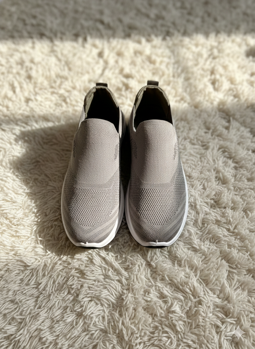 Lightweight Men's Taupe Knit Slip-On Shoes for Walking & Casual Wear