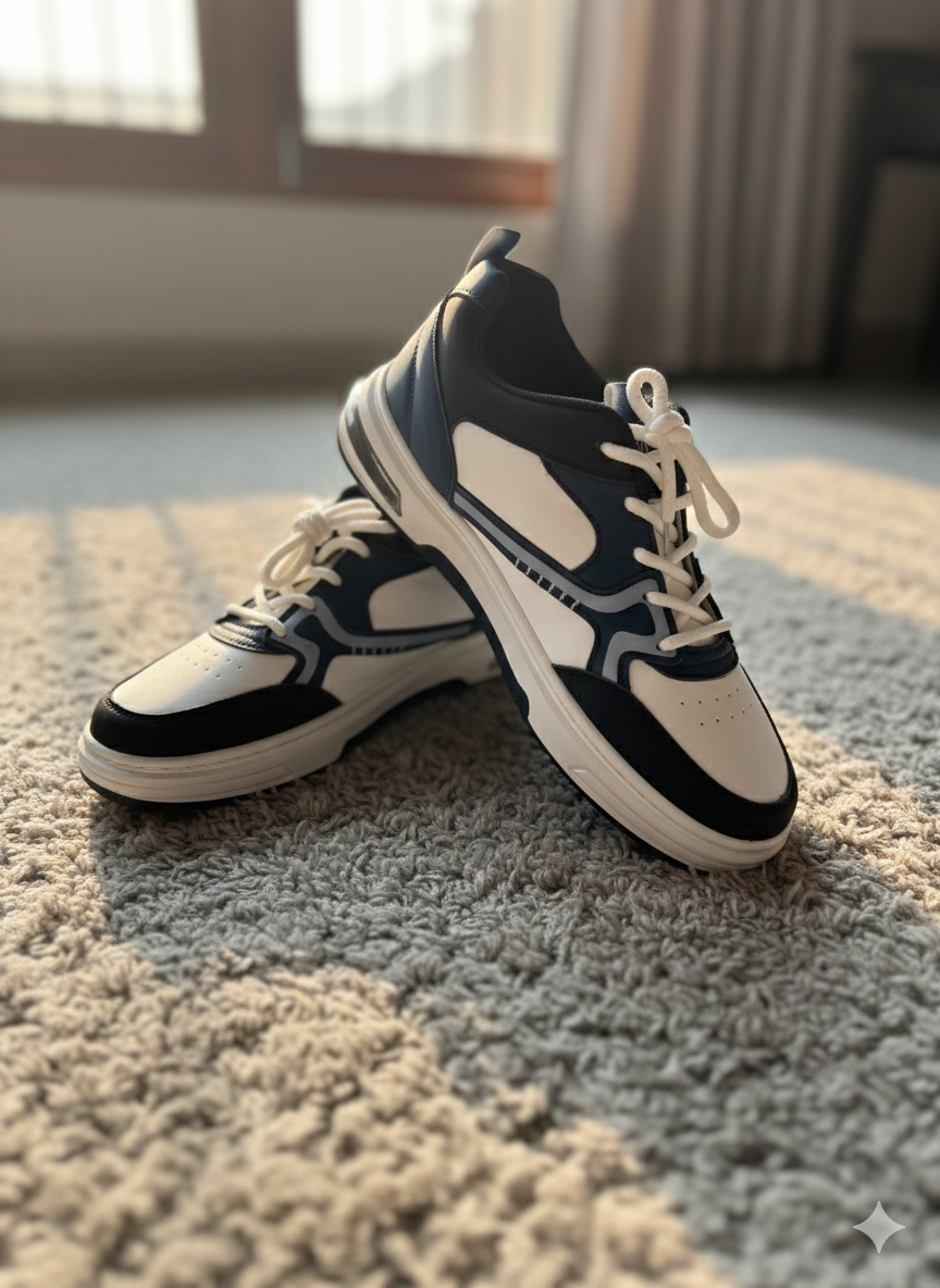 Men's Classic Navy & White Casual Sneakers – Two-Tone Urban Trainer