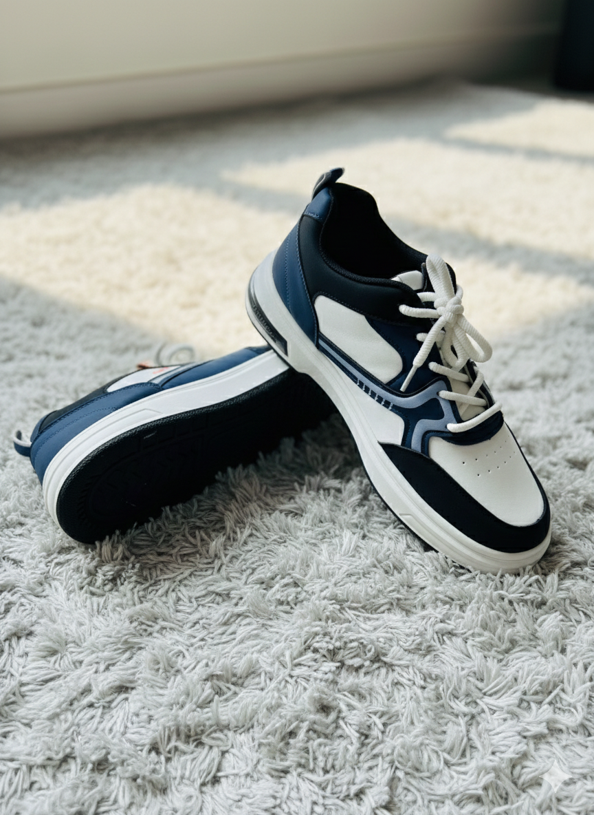 Men's Classic Navy & White Casual Sneakers – Two-Tone Urban Trainer