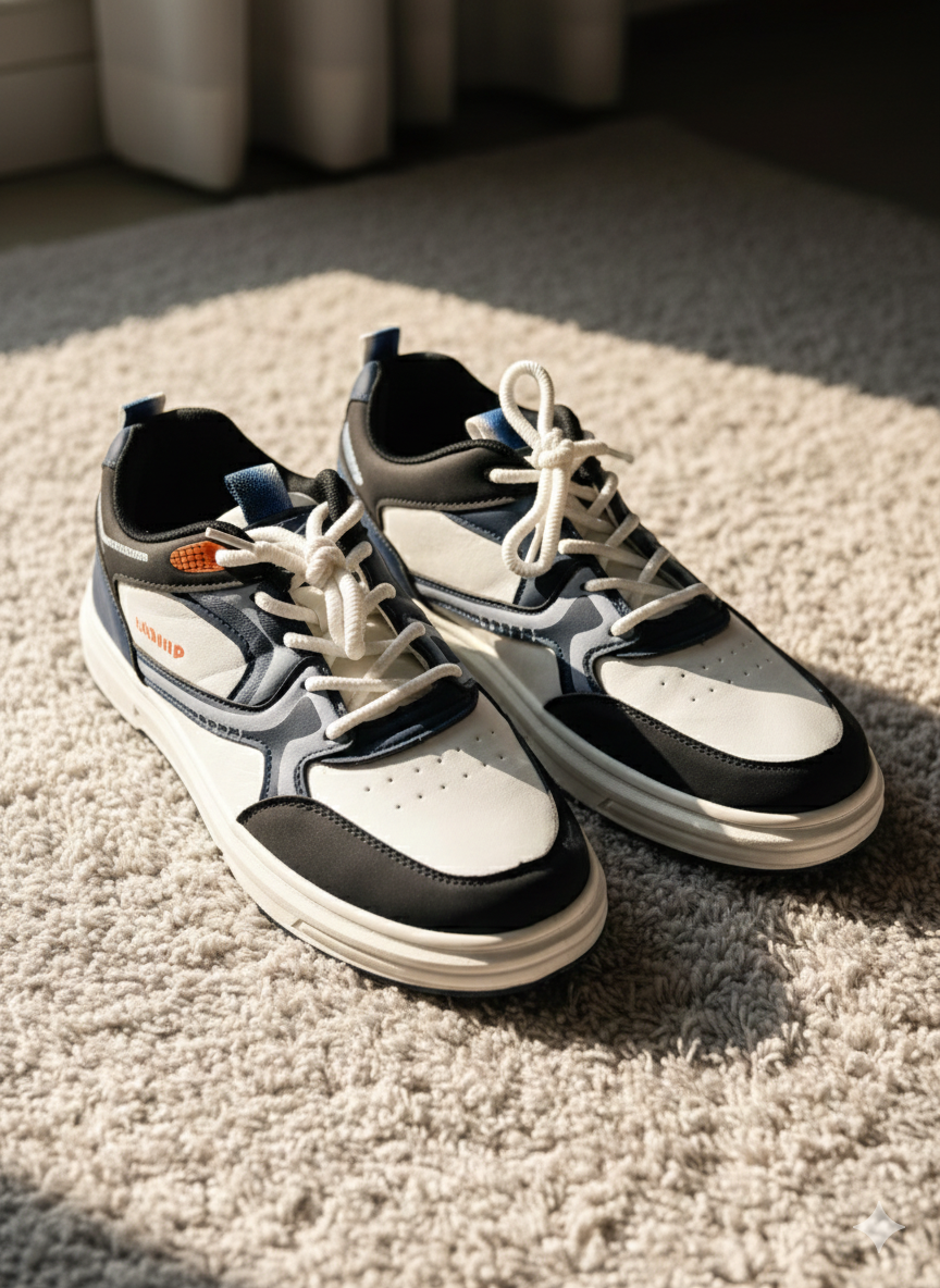 Men's Classic Navy & White Casual Sneakers – Two-Tone Urban Trainer