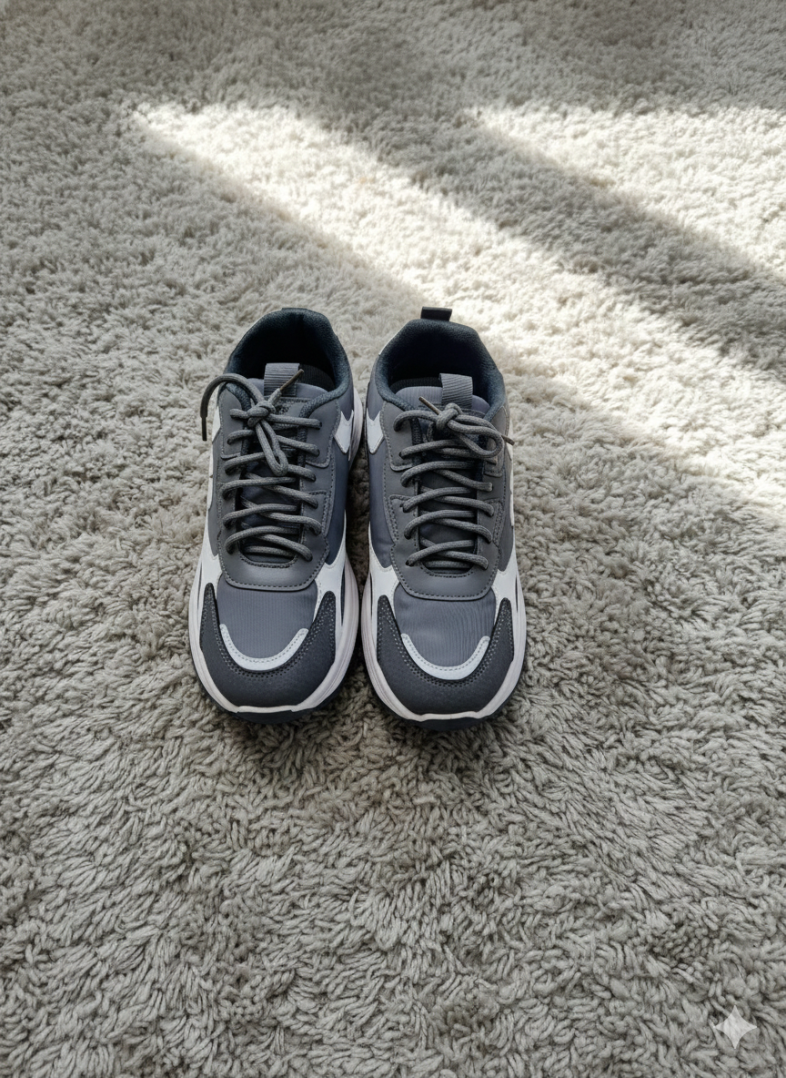 Men's Monochrome Chunky Sneakers – Grey and White