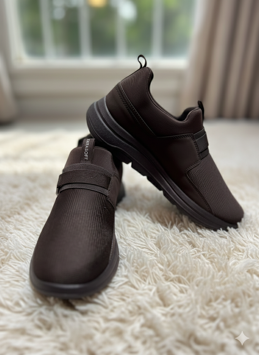 Men's/Women's Brown Velcro Comfort Walking Shoes - Adjustable Strap Easy On/Off Trainers