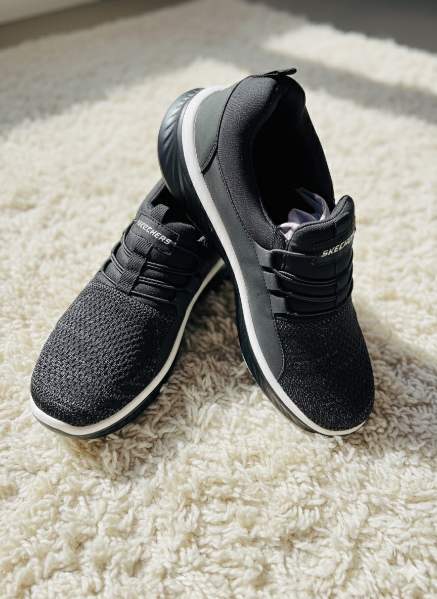 Skechers Men's/Women's Slip-On Knit Walking Shoes - Soft &Lightweight, Breathable Comfort Sneakers (Black)