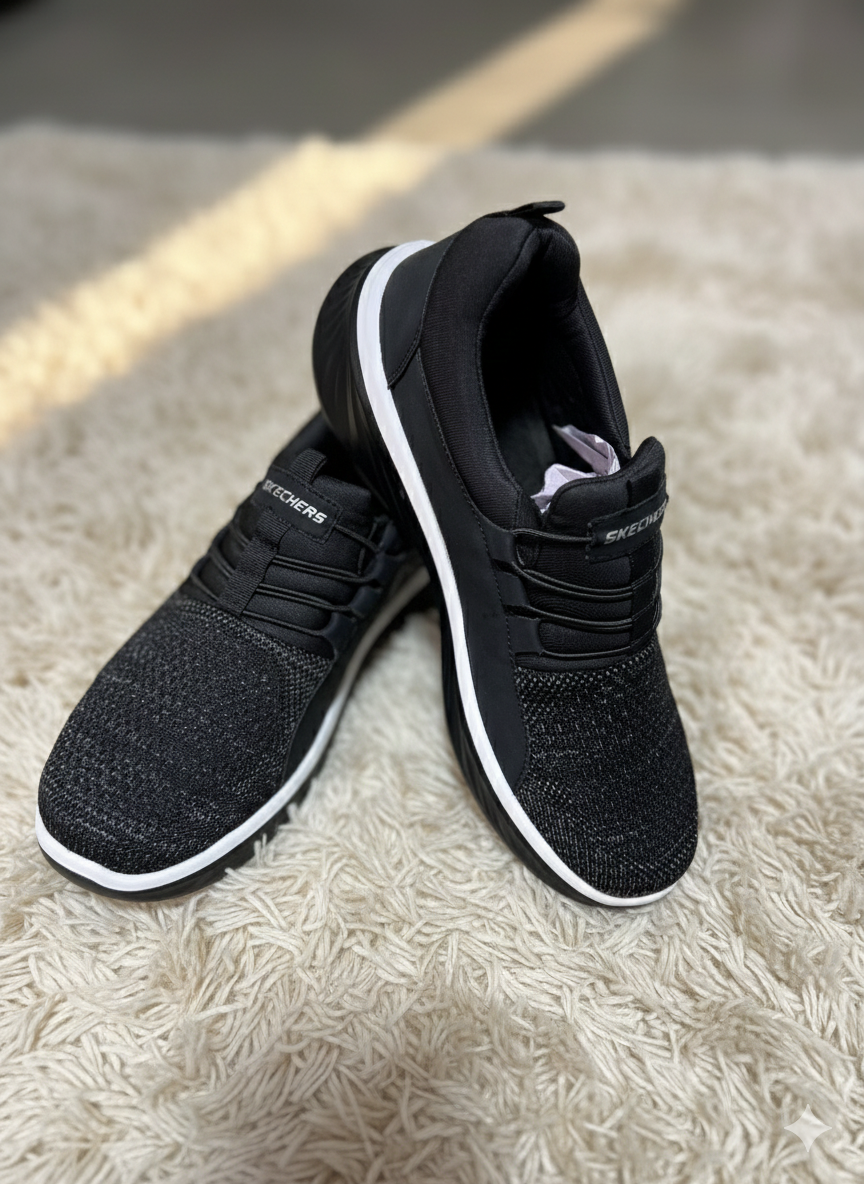 Skechers Men's/Women's Slip-On Knit Walking Shoes - Soft &Lightweight, Breathable Comfort Sneakers (Black)