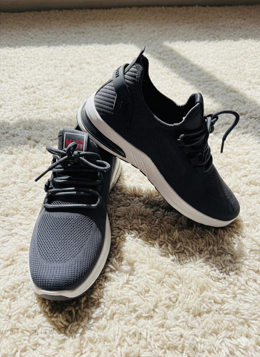 Men's Lightweight Grey Knit Mesh Running Shoes