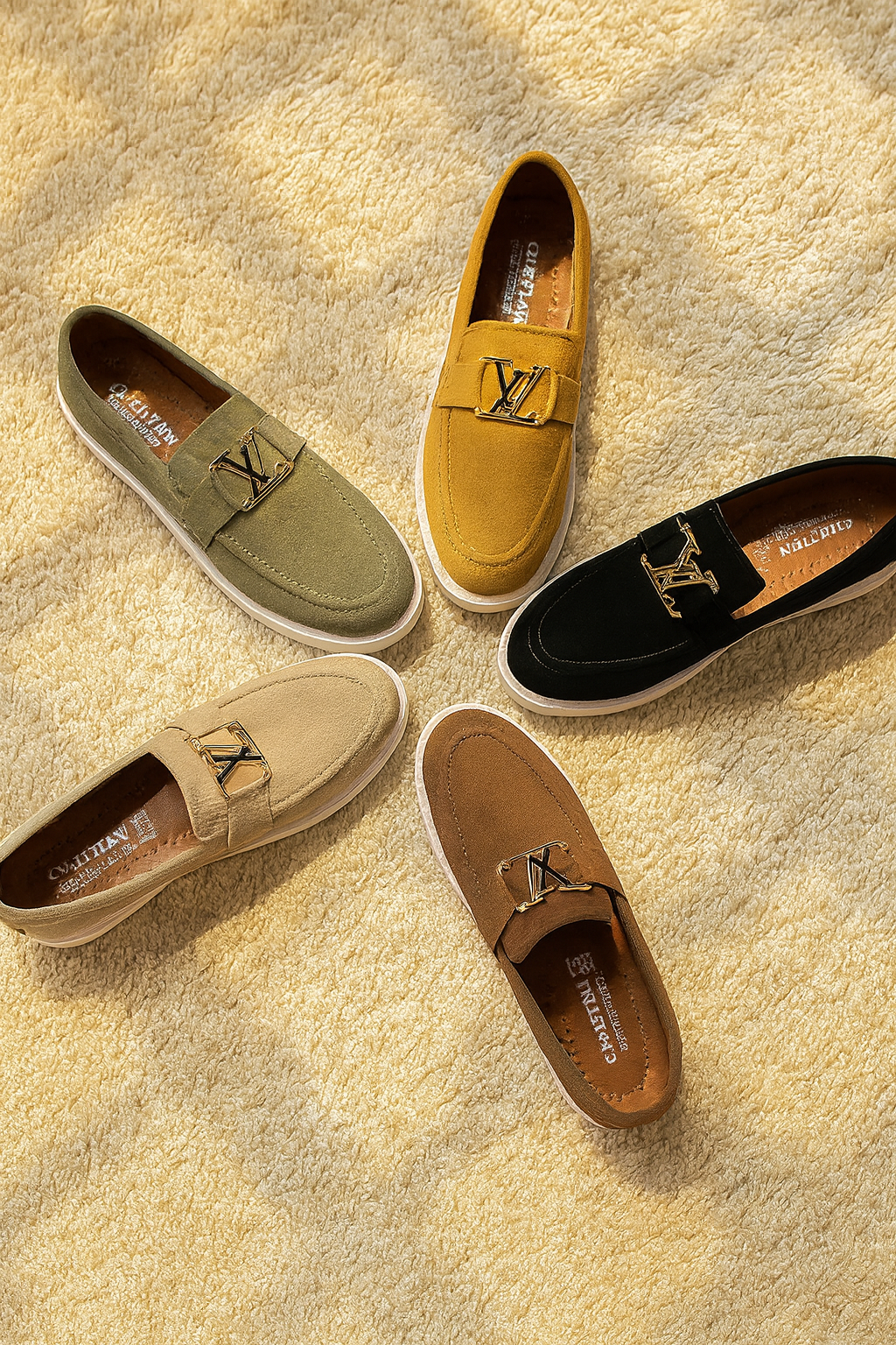 Men's Suede Loafers with Metal Accent | Casual Comfort Slip-On Moccasins