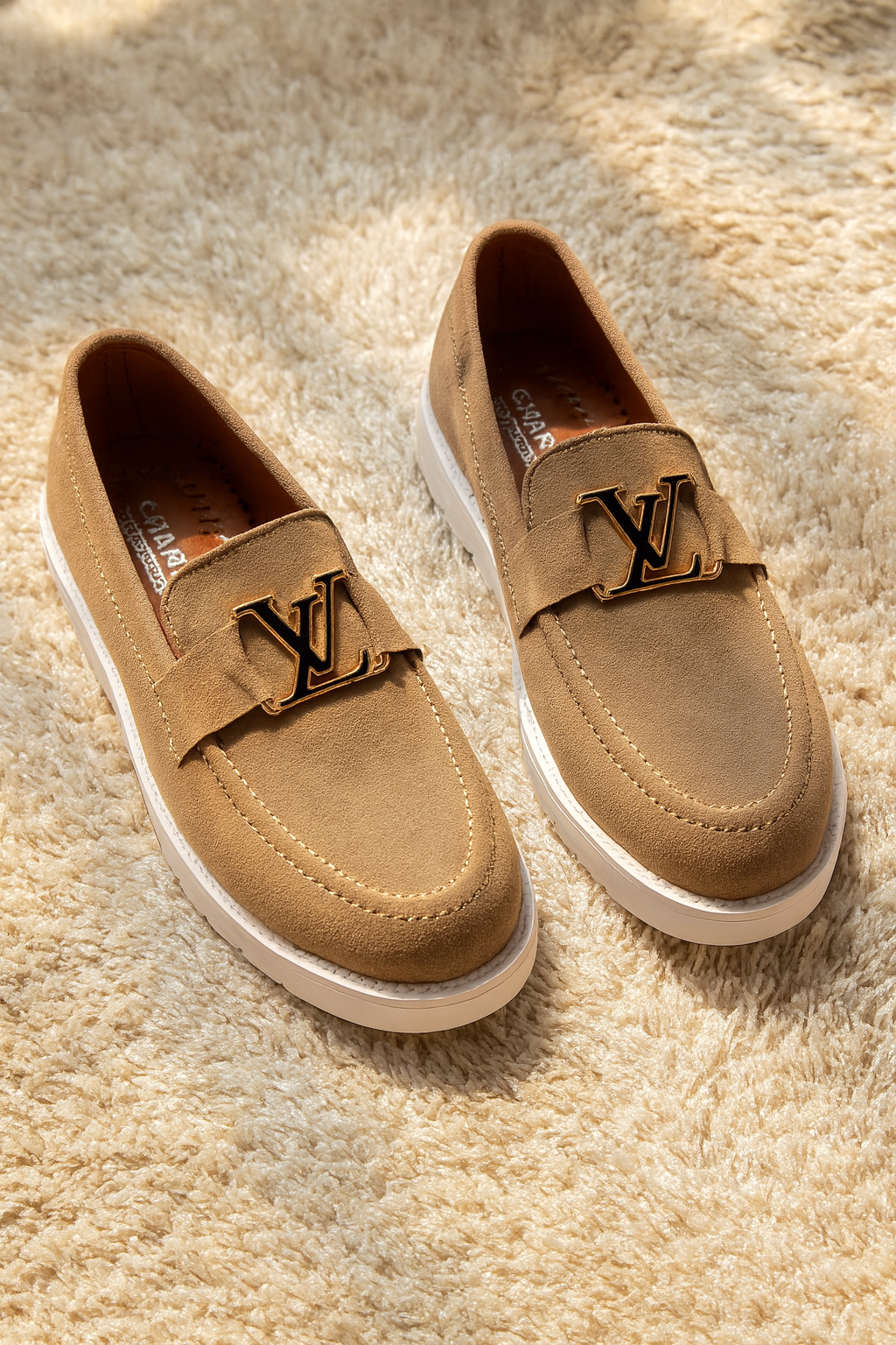 Men's Suede Loafers with Metal Accent | Casual Comfort Slip-On Moccasins