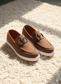 Men's Suede Loafers with Metal Accent | Casual Comfort Slip-On Moccasins