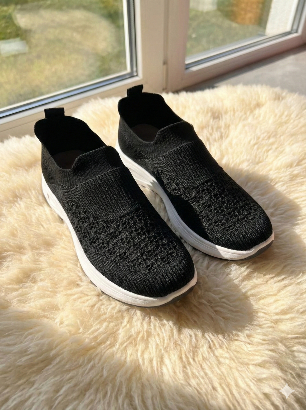 Women's Knit Slip-On Sneakers – Breathable Mesh Walking Shoes & Lightweight Comfort Sock Loafers