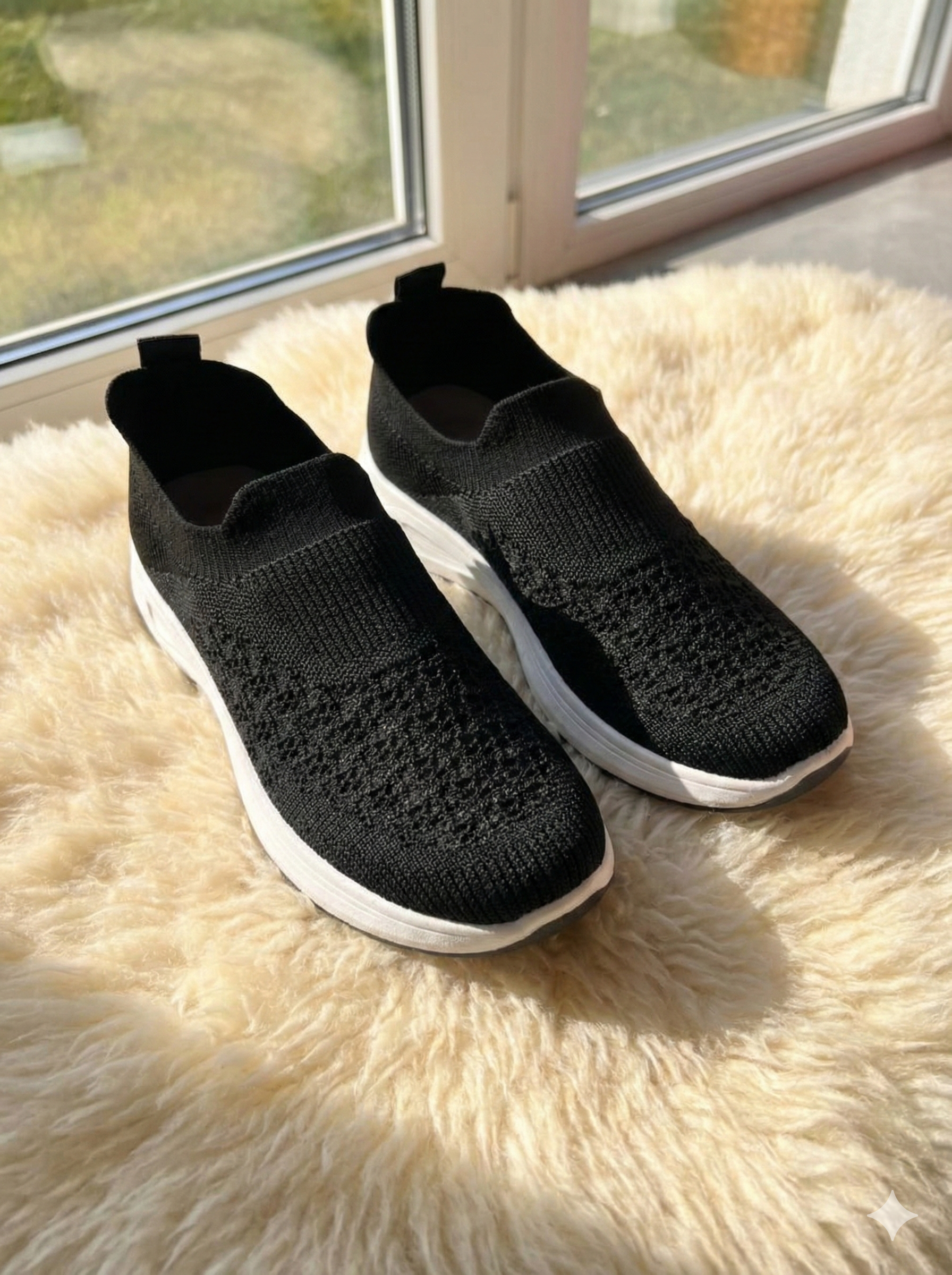 Women's Knit Slip-On Sneakers – Breathable Mesh Walking Shoes & Lightweight Comfort Sock Loafers