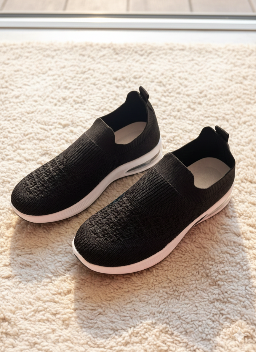 Women's Knit Slip-On Sneakers – Breathable Mesh Walking Shoes & Lightweight Comfort Sock Loafers