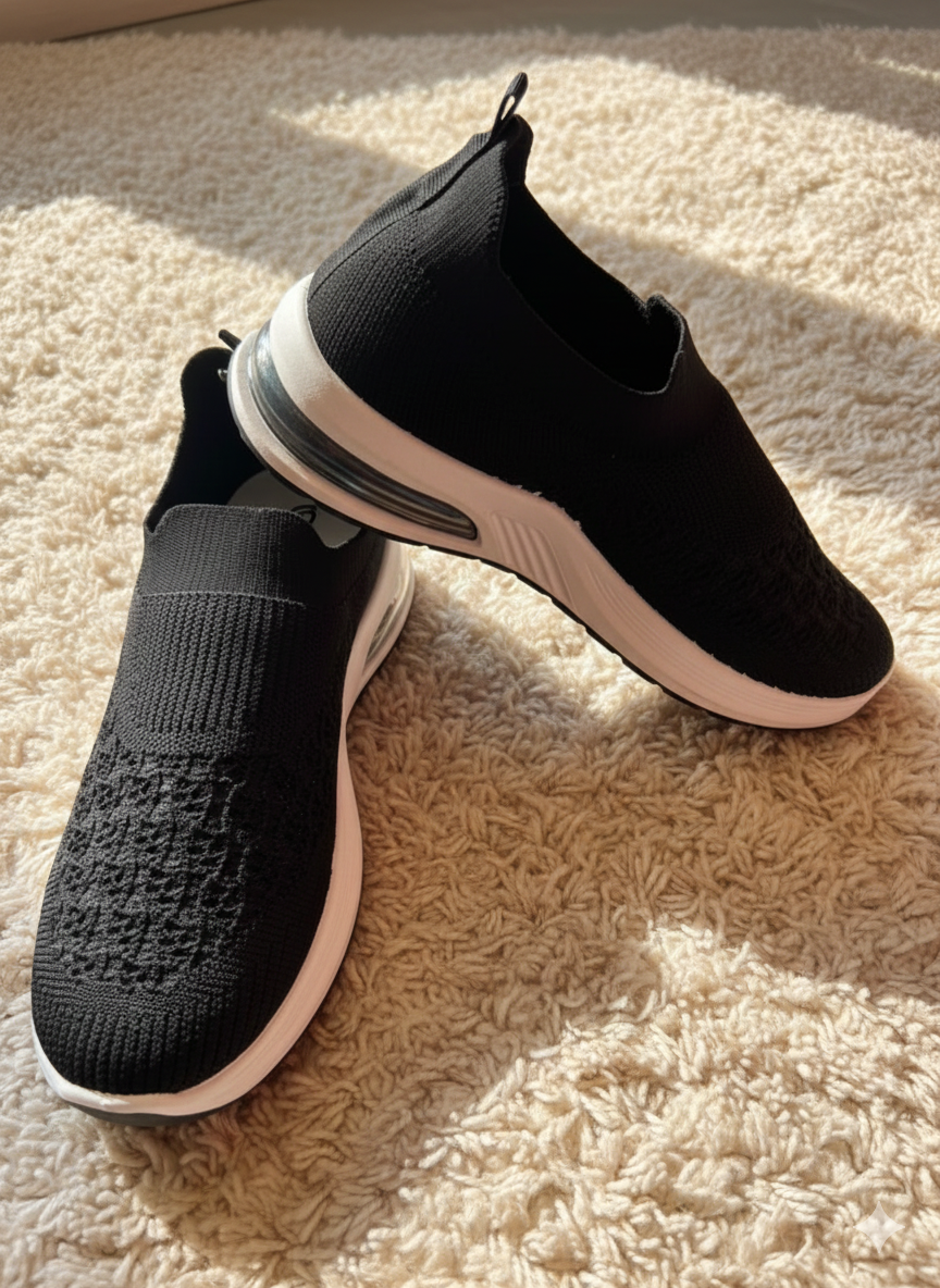 Women's Knit Slip-On Sneakers – Breathable Mesh Walking Shoes & Lightweight Comfort Sock Loafers