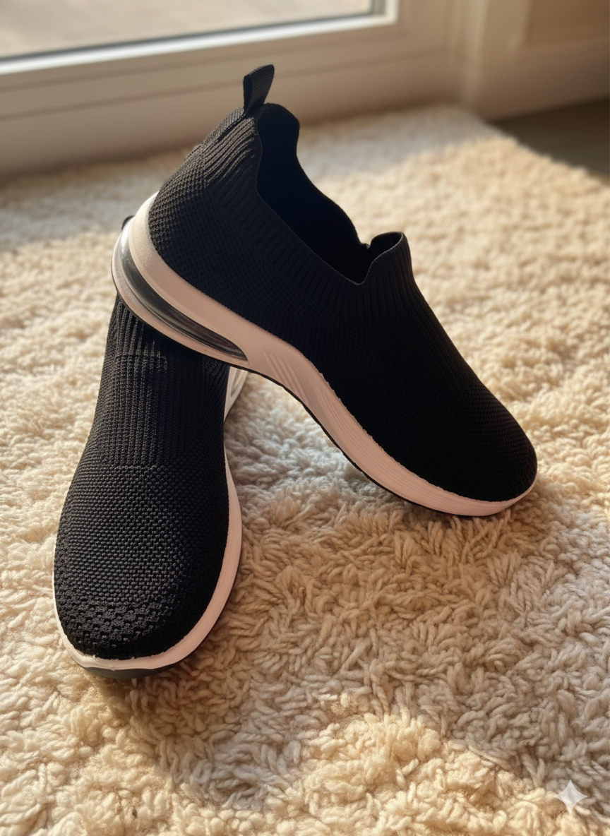 Women's Knit Slip-On Sneakers – Breathable Mesh Walking Shoes & Lightweight Comfort Sock Loafers