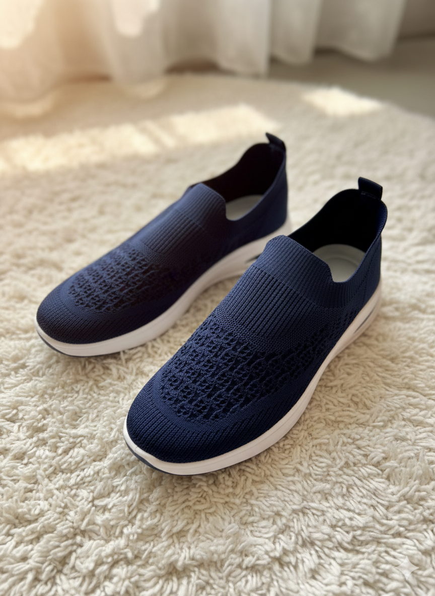 Women's Knit Slip-On Sneakers – Breathable Mesh Walking Shoes & Lightweight Comfort Sock Loafers