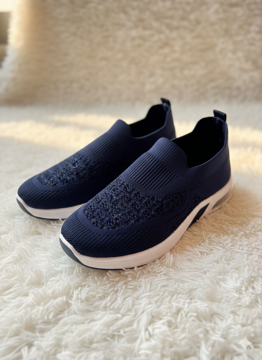 Women's Knit Slip-On Sneakers – Breathable Mesh Walking Shoes & Lightweight Comfort Sock Loafers