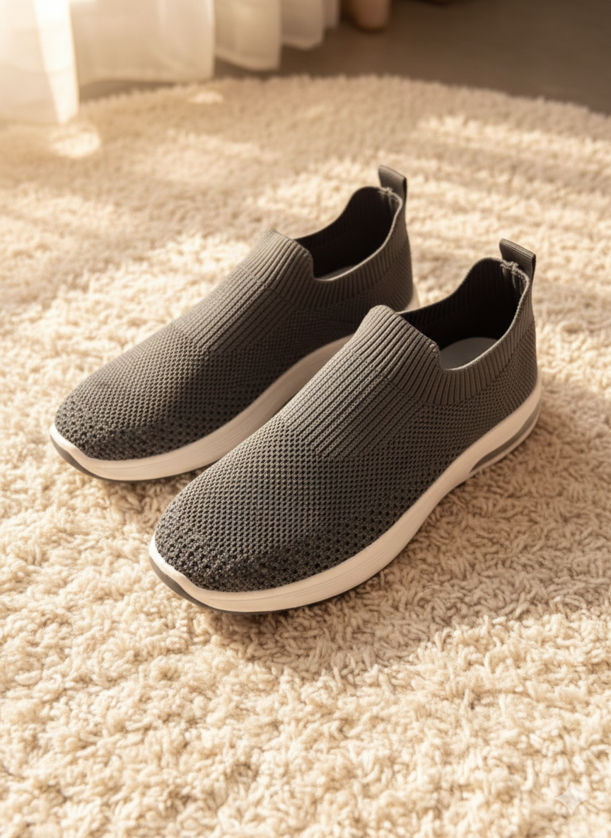 Women's Knit Slip-On Sneakers – Breathable Mesh Walking Shoes & Lightweight Comfort Sock Loafers