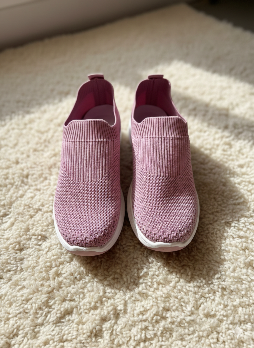 Women's Knit Slip-On Sneakers – Breathable Mesh Walking Shoes & Lightweight Comfort Sock Loafers
