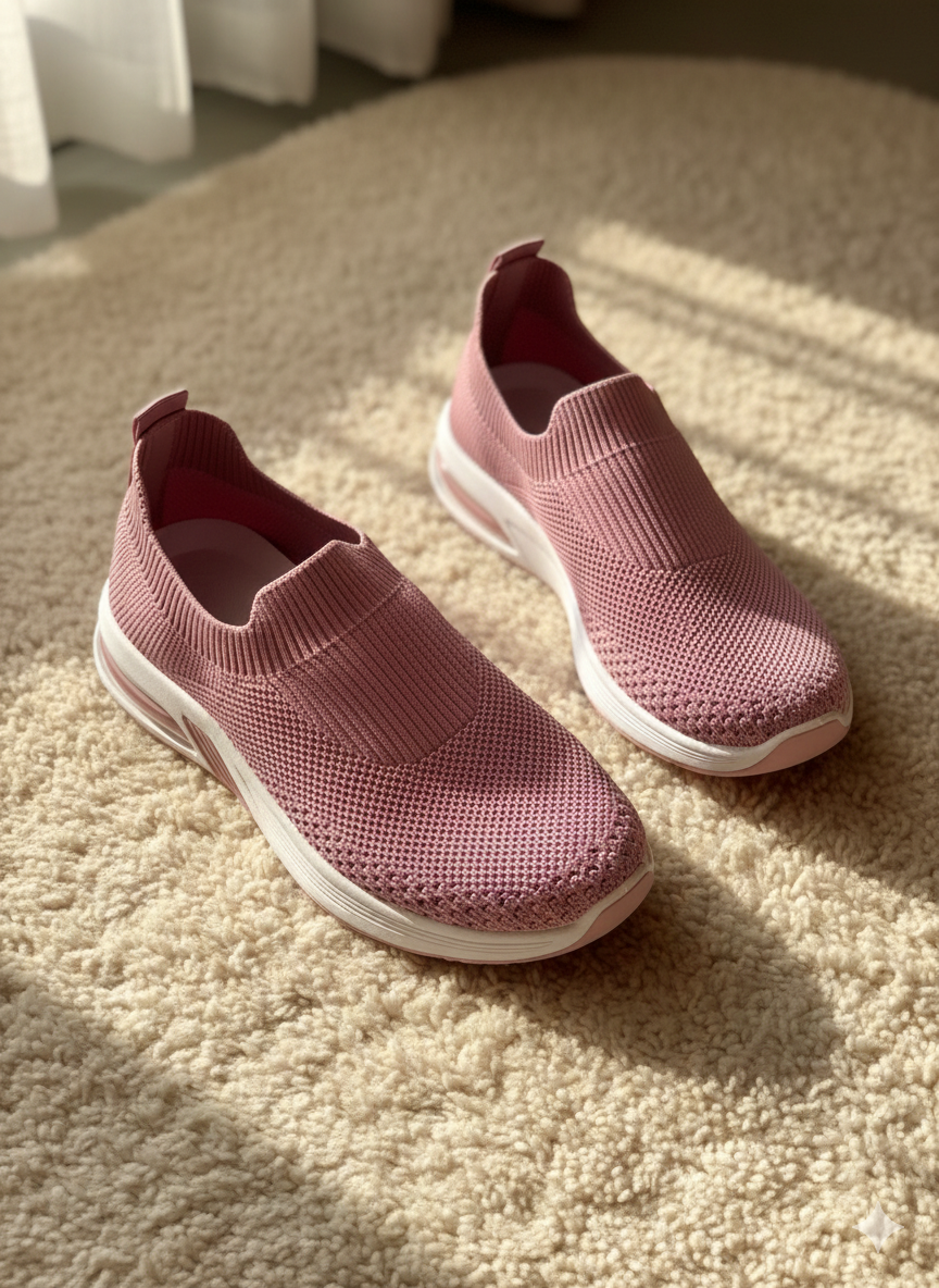 Women's Knit Slip-On Sneakers – Breathable Mesh Walking Shoes & Lightweight Comfort Sock Loafers